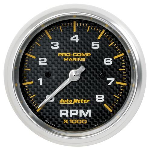 Autometer Gauge, Tachometer, 3 3/8", 8K Rpm, Marine Carbon Fiber, Marine Carbon Fiber