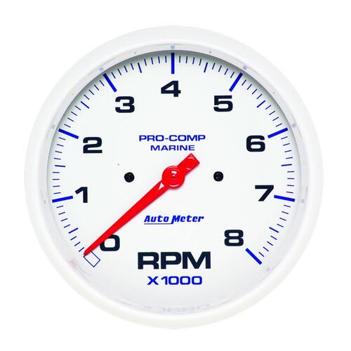 Autometer Gauge, Tachometer, 5", 8K Rpm, Marine White, Marine White