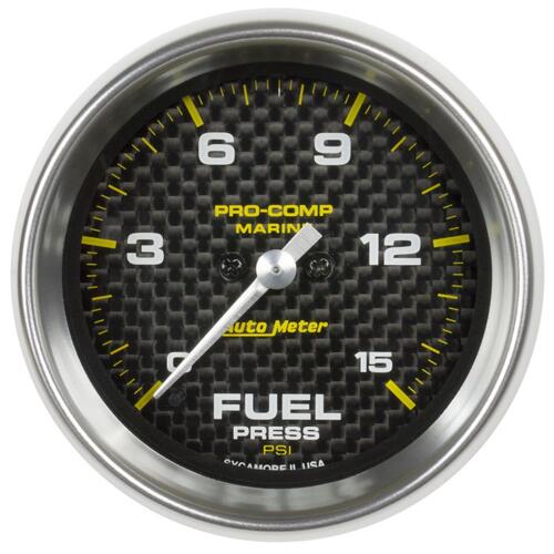 Autometer Gauge, Fuel Pressure, 2 1/16", 15Psi, Digital Stepper Motor, Marine Carbon Fiber, Marine C