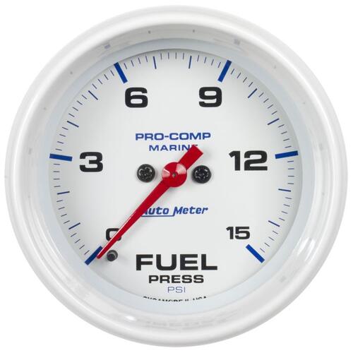 Autometer Gauge, Fuel Pressure, 2 1/16", 15Psi, Digital Stepper Motor, Marine White, Marine White