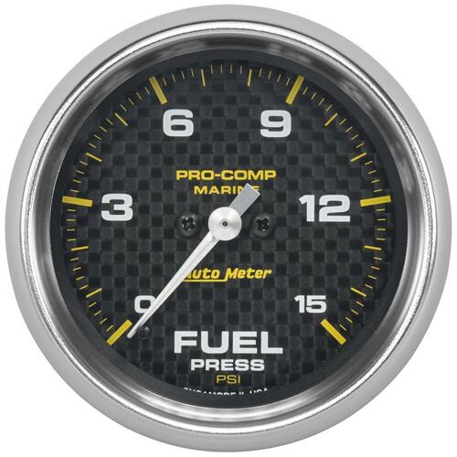 Autometer Gauge, Fuel Pressure, 2 5/8", 15Psi, Digital Stepper Motor, Marine Carbon Fiber, Marine Ca