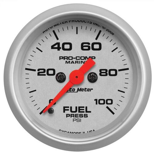 Autometer Gauge, Fuel Pressure, 2 1/16", 100Psi, Digital Stepper Motor, Marine Silver, Marine Silver