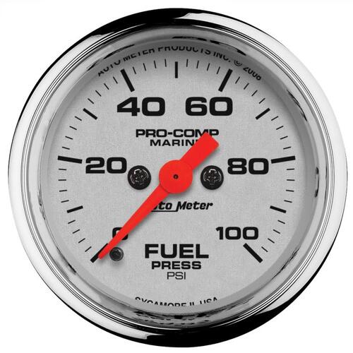 Autometer Gauge, Fuel Pressure, 2 1/16", 100Psi, Digital Stepper Motor, Marine Chrome, Marine Chrome