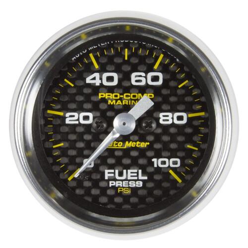 Autometer Gauge, Fuel Pressure, 2 1/16", 100Psi, Digital Stepper Motor, Marine Carbon, Marine Carbon