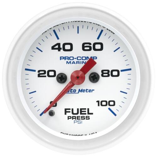 Autometer Gauge, Fuel Pressure, 2 1/16", 100Psi, Digital Stepper Motor, Marine White, Marine White