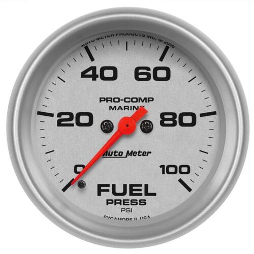 Autometer Gauge, Fuel Pressure, 2 5/8", 100Psi, Digital Stepper Motor, Marine Silver, Marine Silver