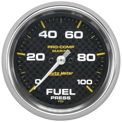 Autometer Gauge, Fuel Pressure, 2 5/8", 100Psi, Digital Stepper Motor, Marine Carbon Fiber, Marine C