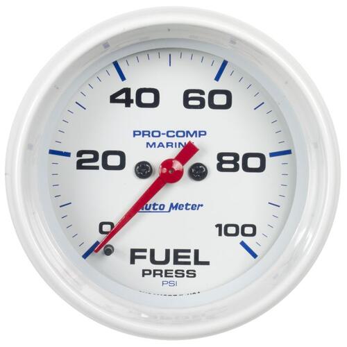 Autometer Gauge, Fuel Pressure, 2 5/8", 100Psi, Digital Stepper Motor, Marine White, Marine White