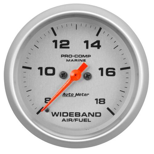 Autometer Gauge, Air/Fuel Ratio-Wideband, Analog, 2 5/8", 8:1-18:1, Stpr Mtr, Marine Silvr, Marine S