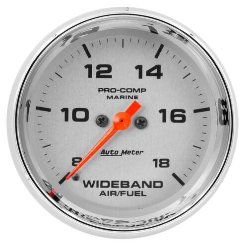 Autometer Gauge, Air/Fuel Ratio-Wideband, Analog, 2 5/8", 8:1-18:1, Stpr Mtr, Marine Chrme, Marine C