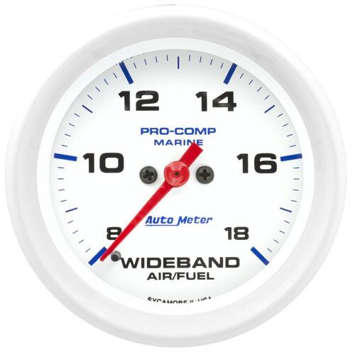 Autometer Gauge, Air/Fuel Ratio-Wideband, Analog, 2 5/8", 8:1-18:1, Stpr Mtr, Marine White, Marine W