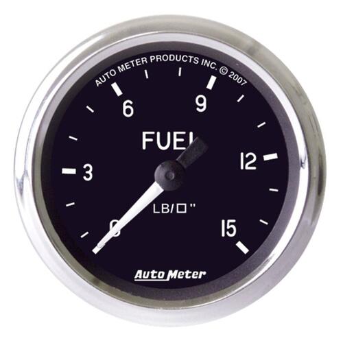 Autometer Gauge, Fuel Pressure, 2 1/16", 15Psi, Mech. Incl. Isolator, Cobra, Cobra