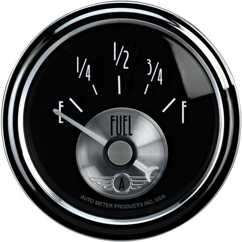 Autometer Gauge, Prestige, Fuel Level, 2 1/16 in., 240-33 Ohms, Electrical, Black Diamond, Each