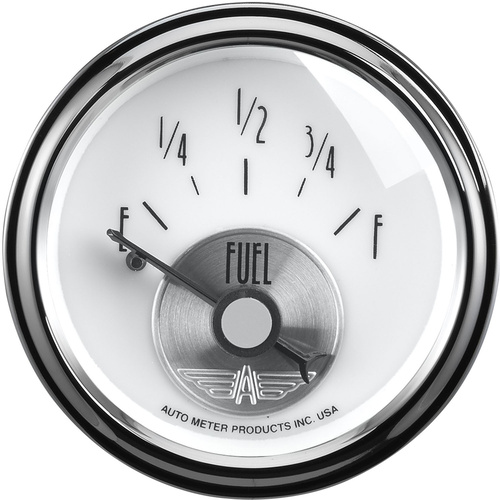 Autometer Gauge, Prestige, Fuel Level, 2 1/16 in., 240-33 Ohms, Electrical, Pearl, Each