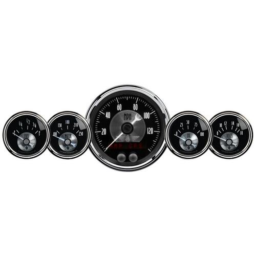 Autometer Gauge Kit, 5 Pc., 3 3/8" & 2 1/16", Gps Speedo W/Lcd Odo, Prestige Blk Diamond, Prestige B