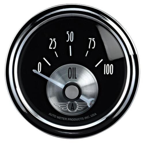 Autometer Gauge, Oil Press, 2 1/16", 100Psi, Elec, Prestige Blk. Diamond, Prestige Black Diamond