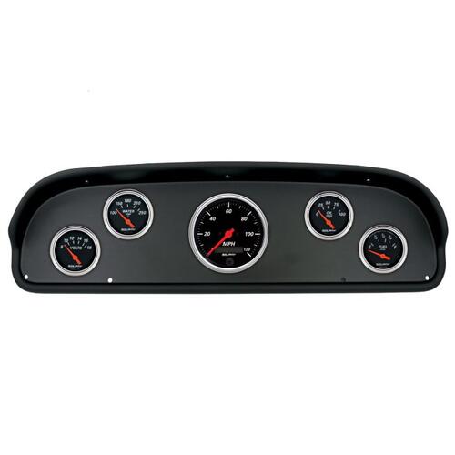 Autometer Direct Fit Dash Kit, (3 3/8" X1, 2 1/16" X4), Ford F100 57-60, Designer Black, Designer Bl