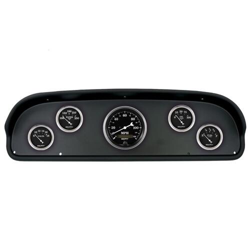 Autometer Direct Fit Dash Kit, (3 3/8" X1, 2 1/16" X4), Ford F100 57-60, Old Tyme Black, Old Tyme Bl