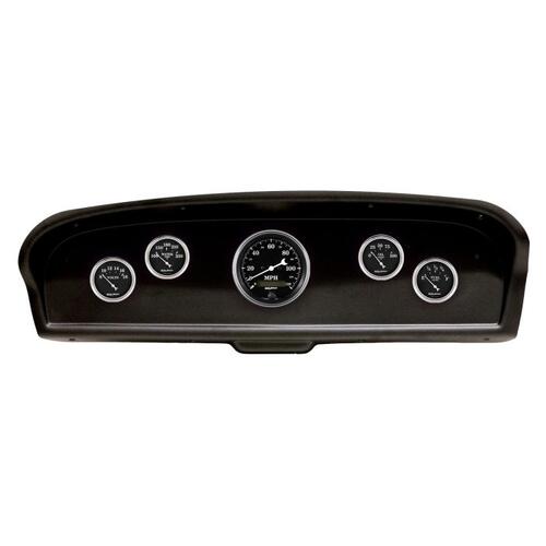 Autometer Direct Fit Dash Kit, (3 3/8" X1, 2 1/16" X4), Ford Truck 61-66, Old Tyme Black, Old Tyme B