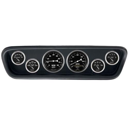 Autometer Direct Fit Dash Kit, (3 3/8" X2, 2 1/16" X4), Ford Mustang 64-65, Old Tyme Black, Old Tyme