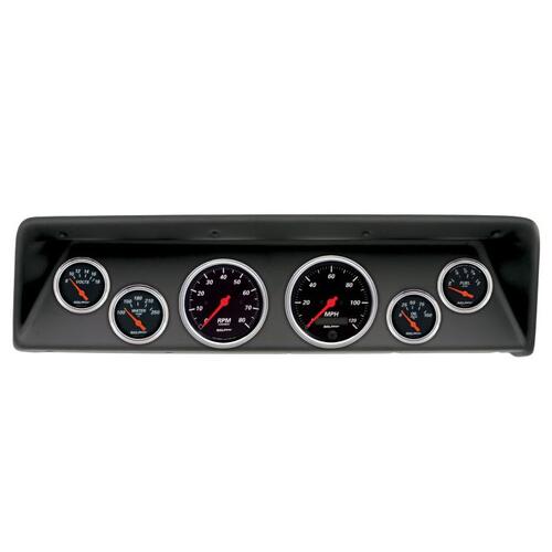 Autometer Direct Fit Dash Kit, (3 3/8" X2, 2 1/16" X4), Chevrolet Nova 66-67, Designer Black, Design