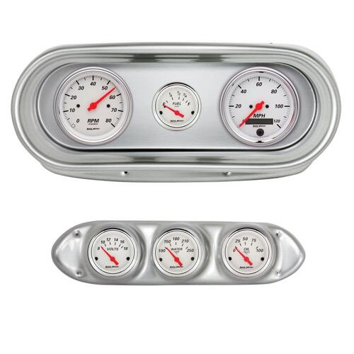 Autometer Direct Fit Dash Kit, Nova 62-65, Tach/Mph/Fuel/Oilp/Wtmp/Volt, Arctic White, Arctic White