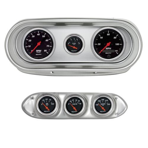 Autometer Direct Fit Dash Kit, Nova 62-65, Tach/Mph/Fuel/Oilp/Wtmp/Volt, Designer Black, Designer Bl