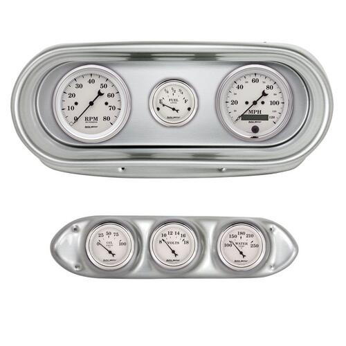 Autometer Direct Fit Dash Kit, Nova 62-65, Tach/Mph/Fuel/Oilp/Wtmp/Volt, Old-Tyme White, Old-Tyme Wh