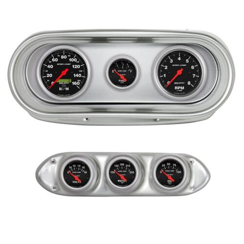 Autometer Direct Fit Dash Kit, Nova 62-65, Tach/Mph/Fuel/Oilp/Wtmp/Volt, Sport-Comp, Sport-Comp