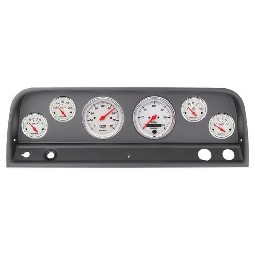Autometer Direct Fit Dash Kit, Chevy Truck 64-66, Tach/Mph/Fuel/Oilp/Wtmp/Volt, Arctic White, Arctic