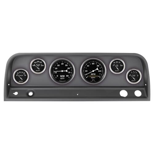 Autometer Direct Fit Dash Kit, Chevy Truck 64-66, Tach/Mph/Fuel/Oilp/Wtmp/Volt, Old Tyme Black, Old