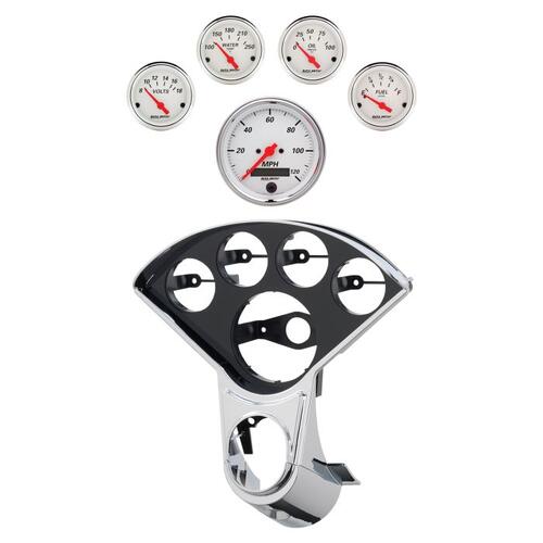 Autometer Direct Fit Dash Kit, (3 3/8" X1, 2 1/16" X4), Chevrolet 55-56, Arctic White, Arctic White
