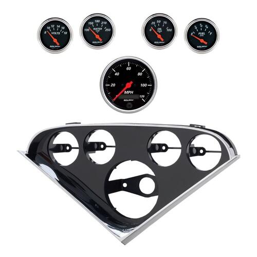 Autometer Direct Fit Dash Kit, (3 3/8" X1, 2 1/16" X4), Chevy Truck 55-59, Designer Black, Designer