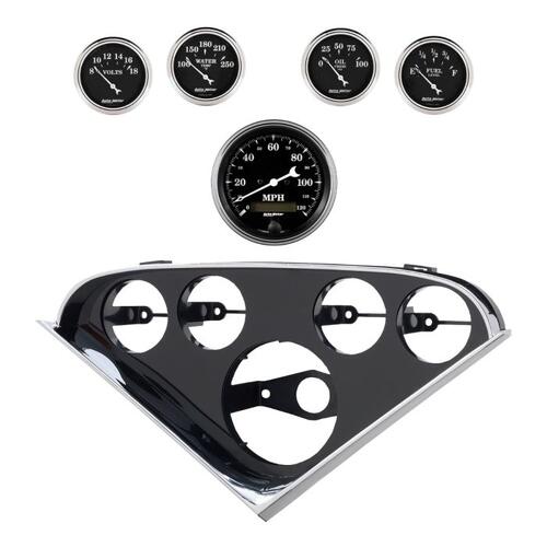 Autometer Direct Fit Dash Kit, (3 3/8" X1, 2 1/16" X4), Chevy Truck 55-59, Old Tyme Black, Old Tyme