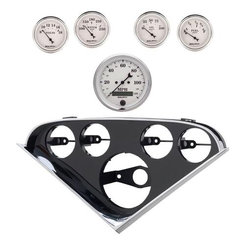 Autometer Direct Fit Dash Kit, (3 3/8" X1, 2 1/16" X4), Chevy Truck 55-59, Old Tyme White, Old Tyme