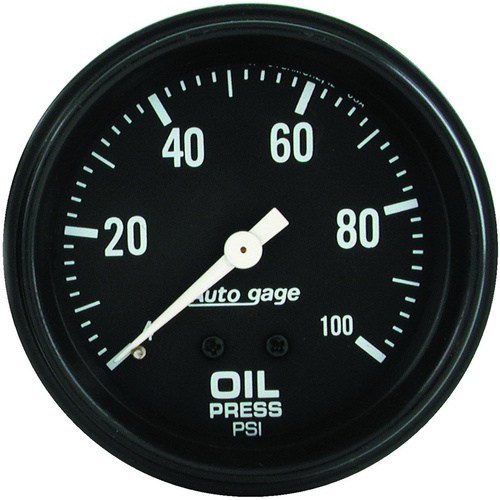 Autometer Gauge, Autogage, Oil Pressure, 2 5/8 in. 0-100psi, Mechanical, Black, Each