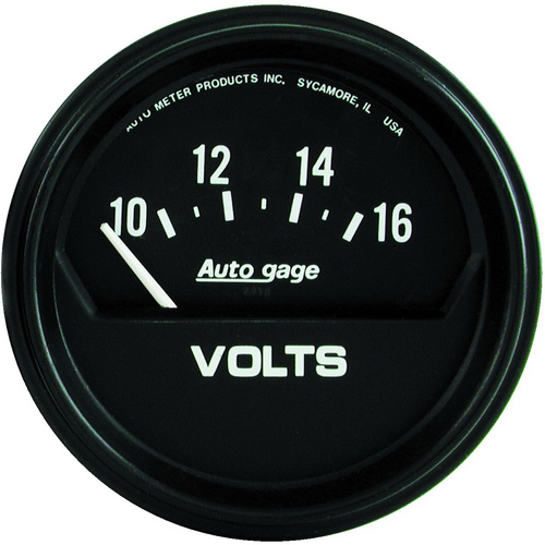 Autometer Gauge, Autogage, Voltmeter, 2 5/8 in., 16V, Electrical, Black, Each