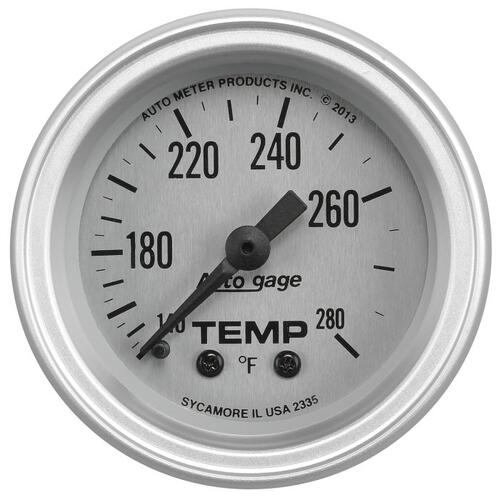 Autometer Gauge Console, Temperature, 2 1/16", 280ºf, Slvr Dial, Slvr Bezel, Autogage, Auto Gage