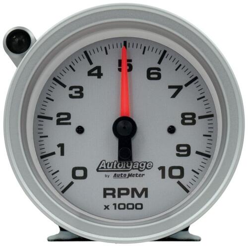 Autometer Gauge, Tach, 3 3/4", 10K Rpm, Pedestal W/Ext Shift Light, Slvr Dial Blk Case, Ag, Auto Gag