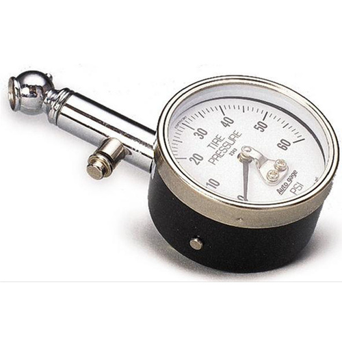 Autometer Gauge, Autogage, TIRE PRESSURE, ANALOG, 60psi, White Dial, w/ PEAK HOLD,