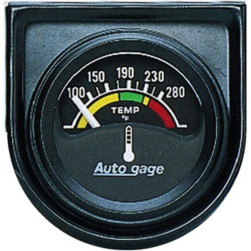 Autometer Gauge Console, Autogage, Water Temperature, 1.5 in., 280 Degrees F, Electrical, Black Dial, Black Bezel, Each