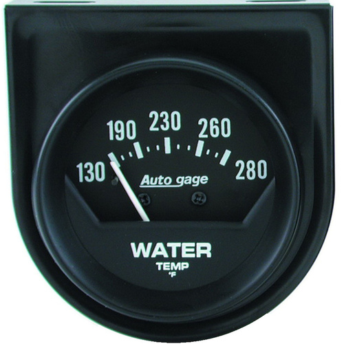 Autometer Gauge Console, Autogage, Water Temperature, 2 in., 280 Degrees F, Mechanical, Short Sweep, Black, Each