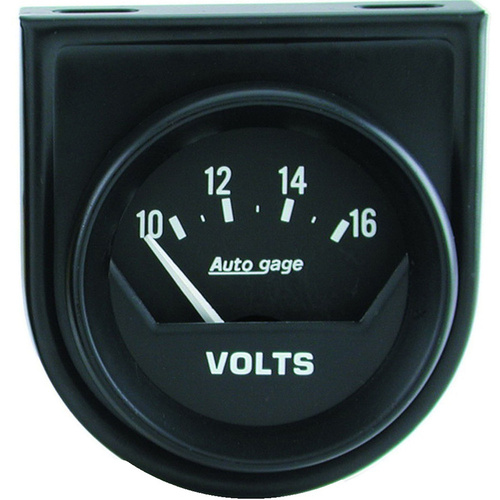 Autometer Gauge Console, Autogage, Voltmeter, 2 in., 16V, Short Sweep, Black, Each