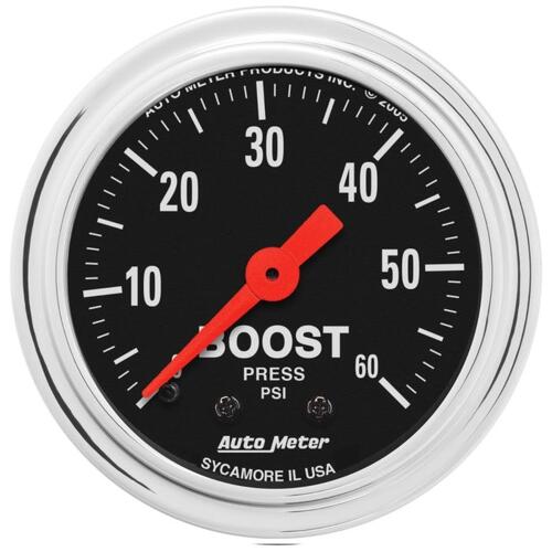 Autometer Gauge, Boost, 2 1/16", 60Psi, Mechanical, Traditional Chrome, Traditional Chrome