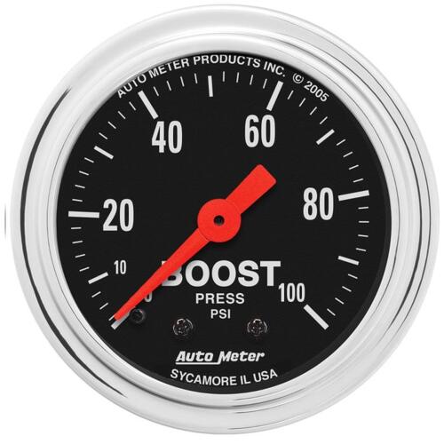 Autometer Gauge, Boost, 2 1/16", 100Psi, Mechanical, Traditional Chrome, Traditional Chrome