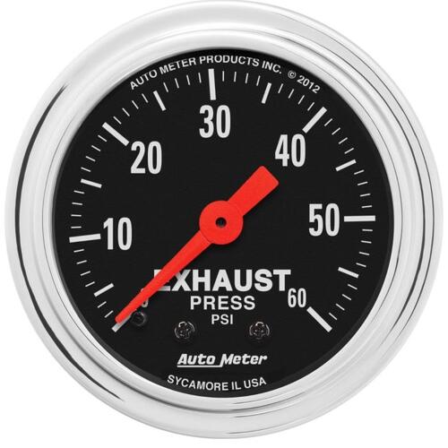 Autometer Gauge, Exhaust Press, 2 1/16", 60Psi, Mechanical, Traditional Chrome, Traditional Chrome