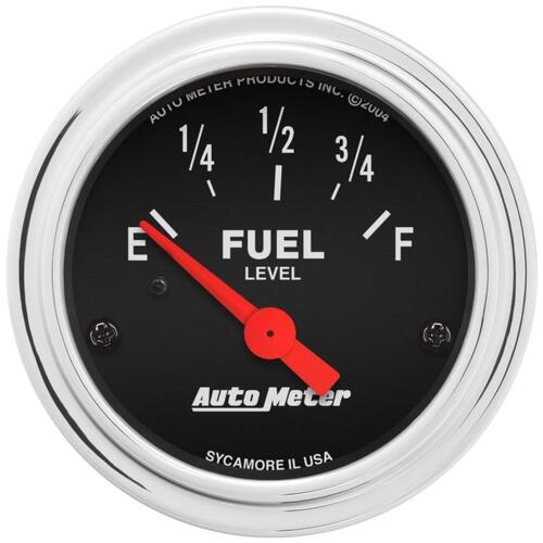 Autometer Gauge, Fuel Level, 2 1/16", 0Ωe To 90Ωf, Elec, Traditional Chrome, Traditional Chrome
