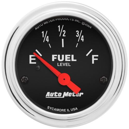 Autometer Gauge, Fuel Level, 2 1/16", 240Ωe To 33Ωf, Elec, Traditional Chrome, Traditional Chrome
