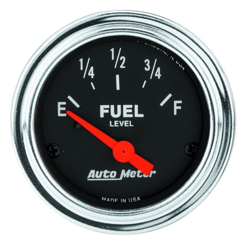 Autometer Gauge, Fuel Level, 2 1/16 in., 0-30 Ohms, Electrical, TRADITIONAL Chrome, Analog, Each