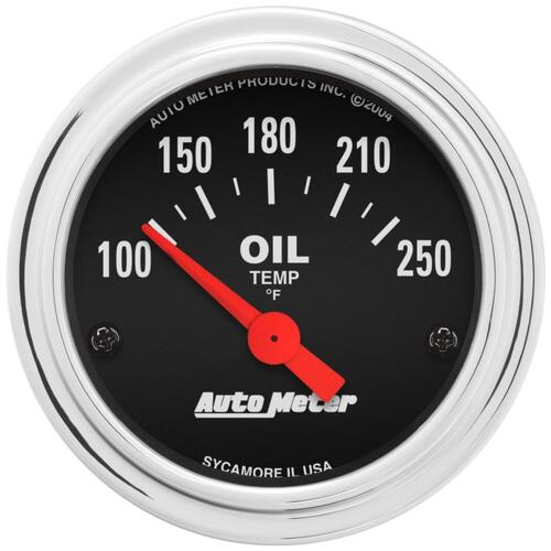 Autometer Gauge, Oil Temp, 2 1/16", 100-250ºf, Electric, Traditional Chrome, Traditional Chrome